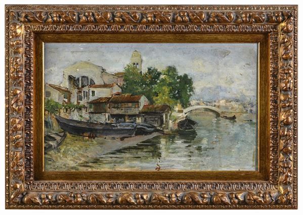 DIPINTO NAVIGLI DI ARTURO FERRARI