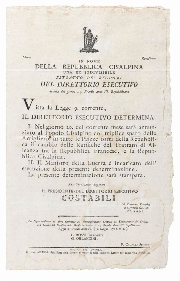 TRE EDITTI DELLA REPUBBLICA CISALPINA