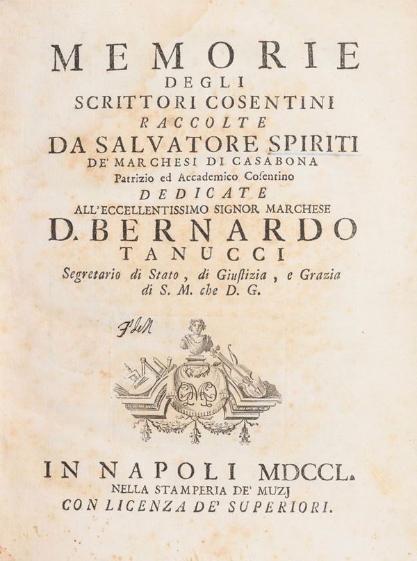UN VOLUME SCRITTORI COSENTINI 1750
