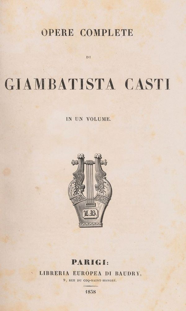 VOLUME OPERE DI GIAMBATTISTA CASTI