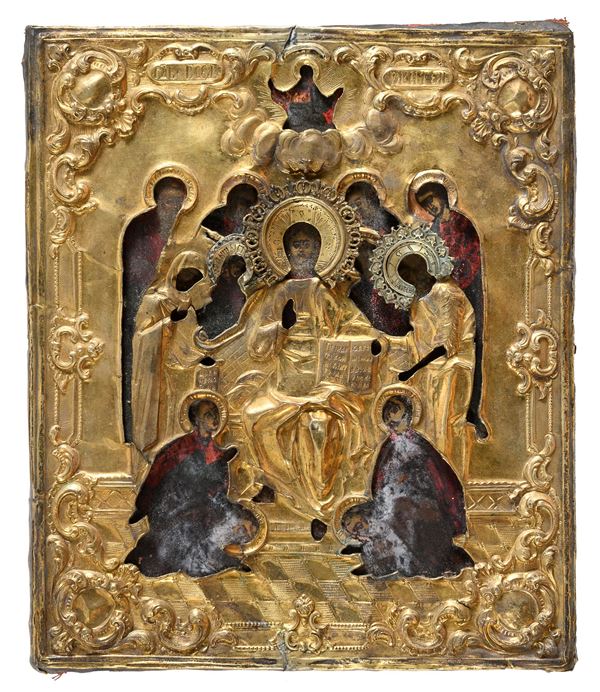 ICONA RUSSA CON RIZA IN ARGENTO DORATO, 1853