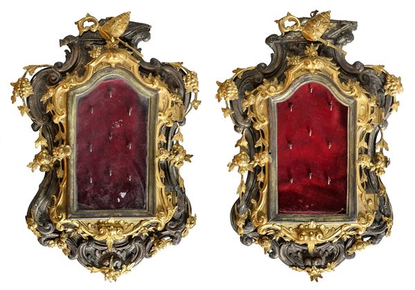 COPPIA DI PICCOLE TECHE IN ARGENTO, STATO VATICANO XVIII SECOLO