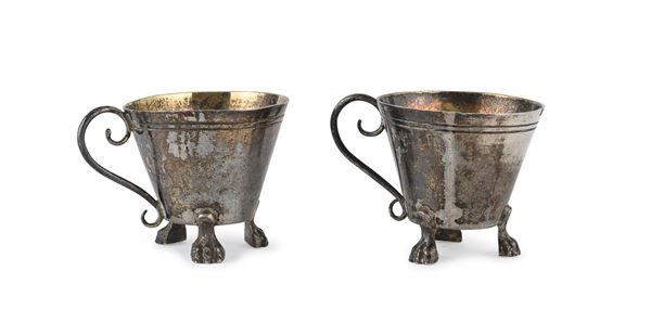 COPPIA DI BICCHIERI MIGNON IN ARGENTO, STATO PONTIFICIO 1809