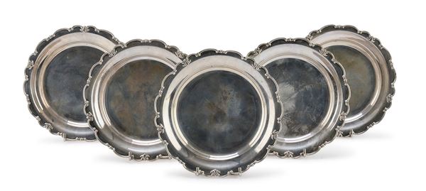 CINQUE PIATTI IN ARGENTO, VERCELLI INIZI XX SECOLO