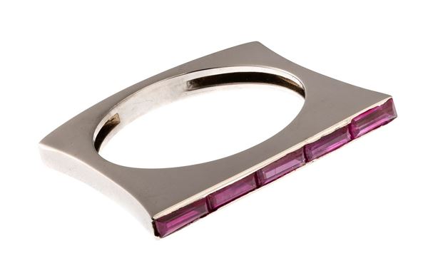 ANELLO ART DECÒ CON RUBINI