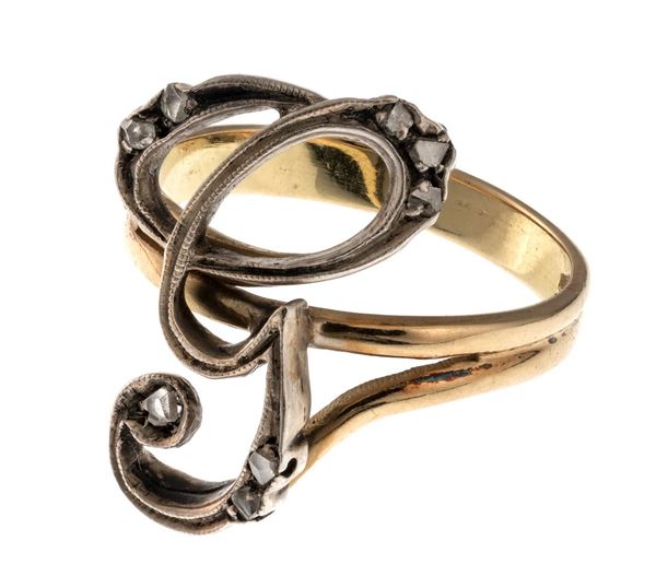 ANELLO IN ORO E ARGENTO CON BRILLANTI
