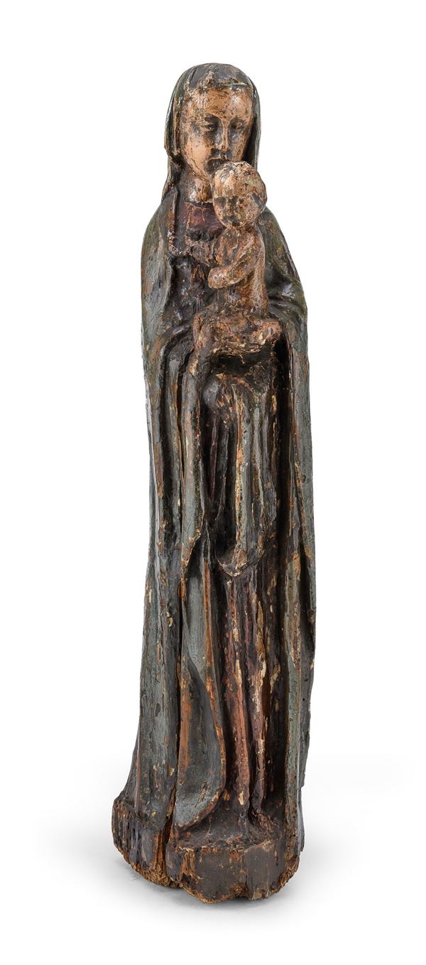 SCULTURA DELLA VERGINE COL BIMBO, ITALIA CENTRALE XV SECOLO