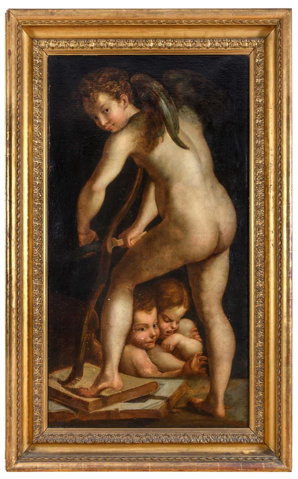 DIPINTO CUPIDO DI SEGUACE DEL PARMIGIANINO
