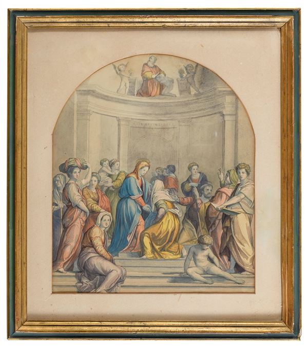 QUATTRO ACQUERELLI SU DELINEATO SCENE BIBLICHE