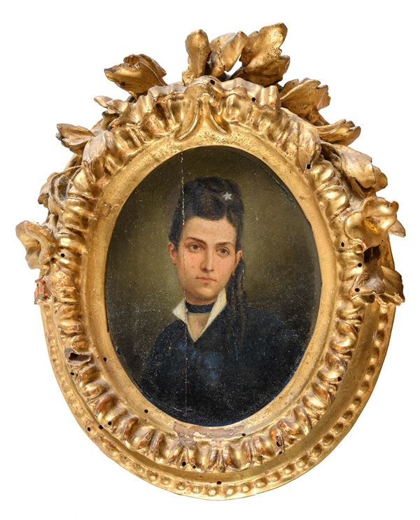 DIPINTO DONNA CON CORNICE DEL XVIII SECOLO