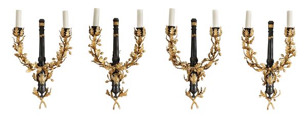 QUATTRO APPLIQUES IN BRONZO, PROBABILMENTE FRANCIA