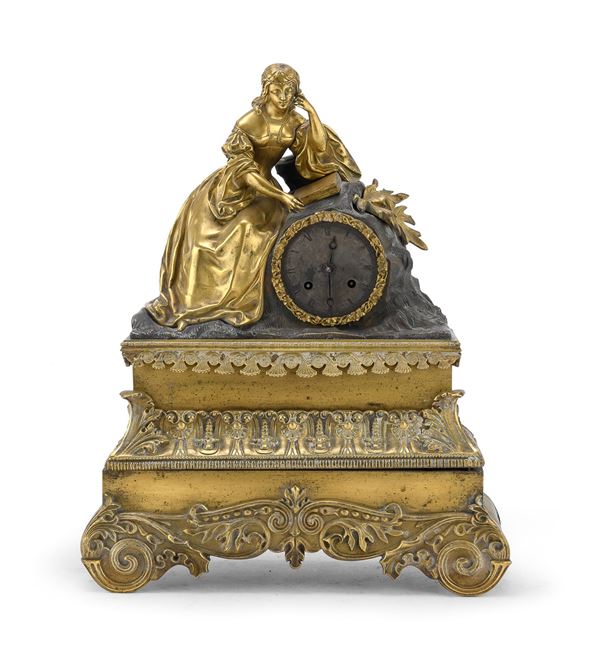 OROLOGIO DA TAVOLO IN BRONZO, PRIMA METÁ XIX SECOLO