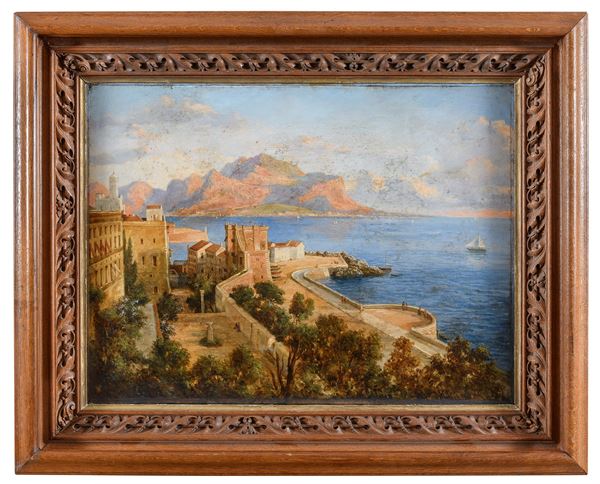 DIPINTO VEDUTA DI MONTE PELLEGRINO DA PALERMO