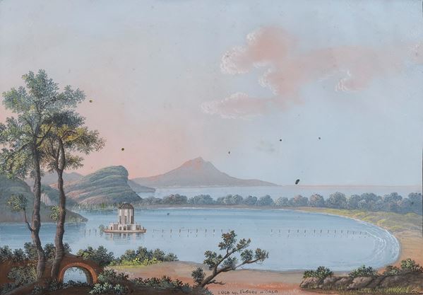 COPPIA DI GOUACHES, LAGO DEL FUSARO E POZZUOLI