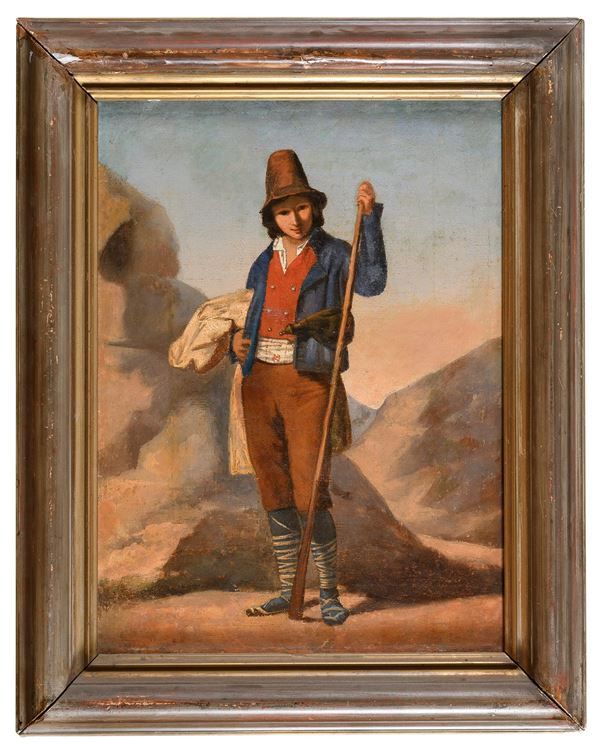 PASTORELLO TRA LE ROCCE DI PITTORE FRANCESE