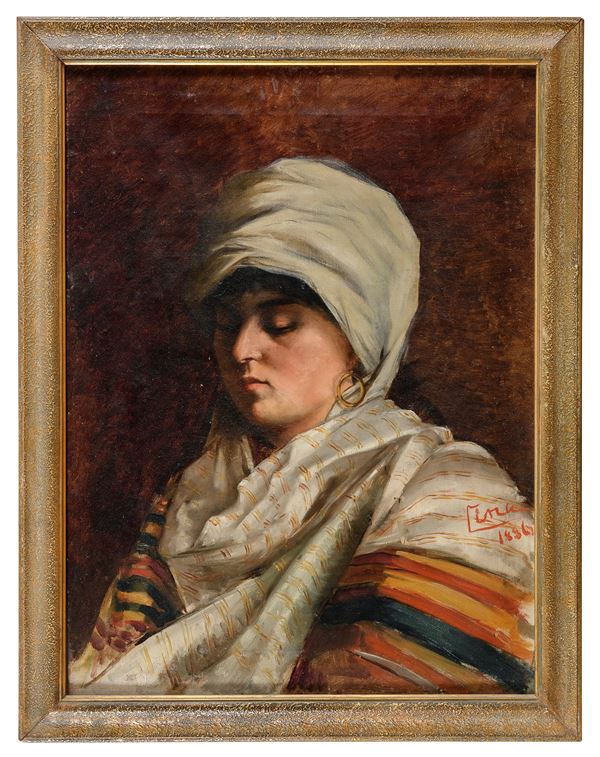 DIPINTO FANCIULLA CON TURBANTE F,TO L. CINA
