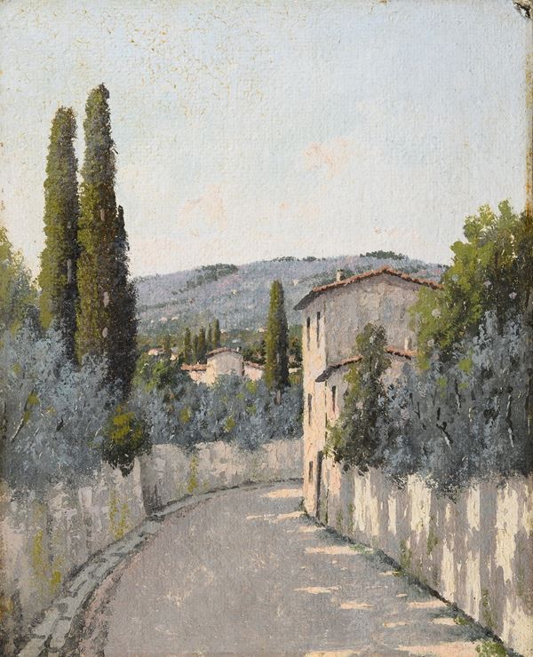 DIPINTO VIA PER FIESOLE DI GIACOMO DELCROIX