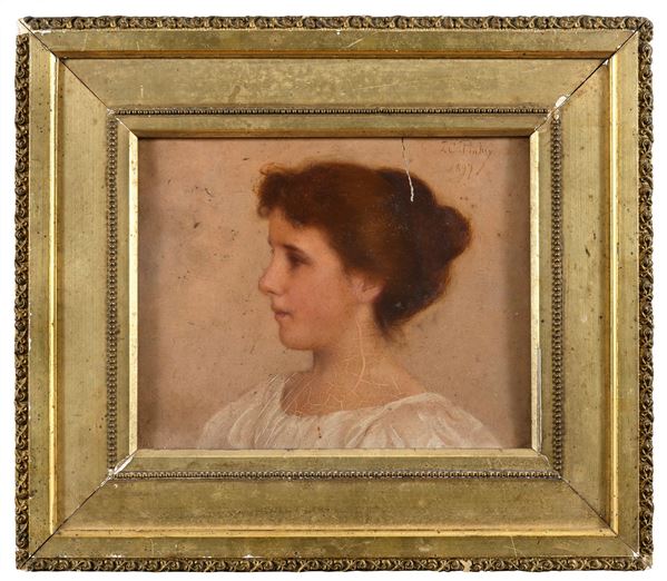 DIPINTO FANCIULLA JOHN CHARLES PINNEY