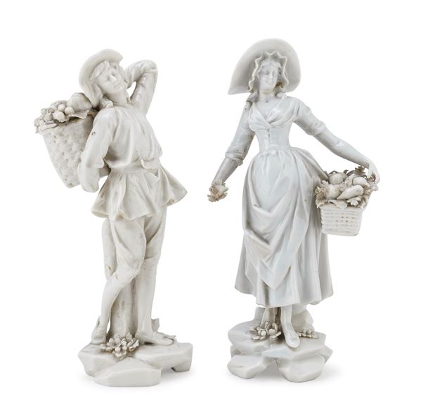 COPPIA DI SCULTURE IN PORCELLANA BIANCA, GINORI