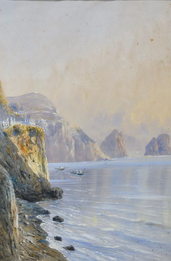 ACQUERELLO FARAGLIONI A CAPRI DI GIOVANNI BATTISTA