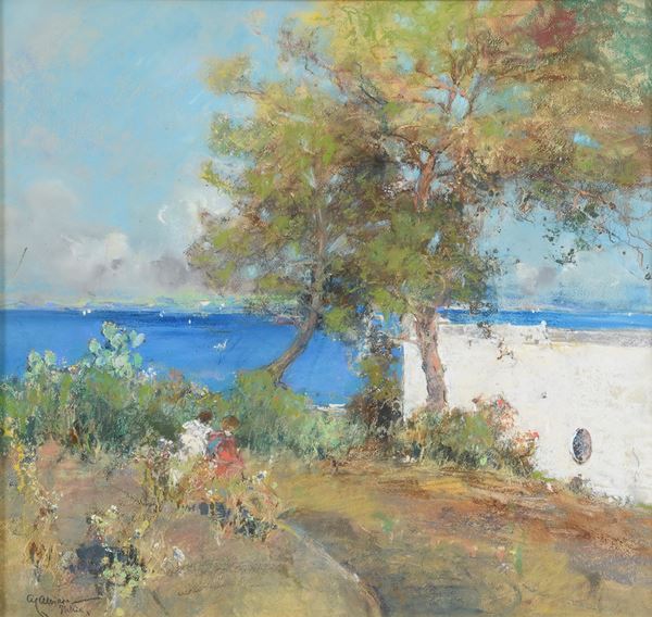 COPPIA PASTELLI VESUVIO E ISCHIA DI GIUSEPPE CASCIARO