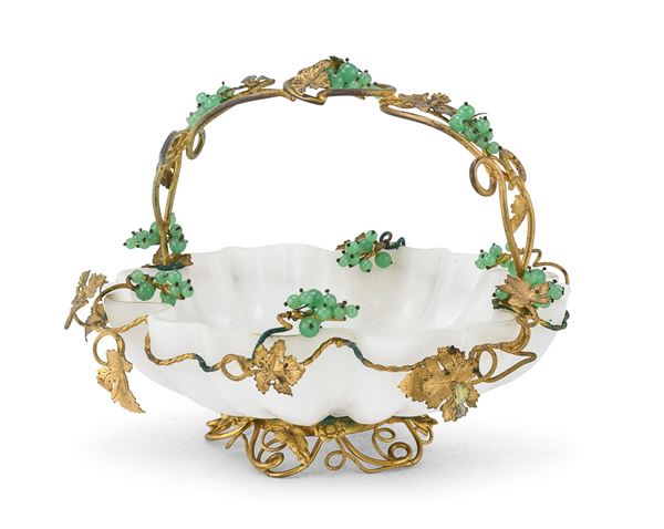 CESTINO IN OPALINE, METALLO E VETRO