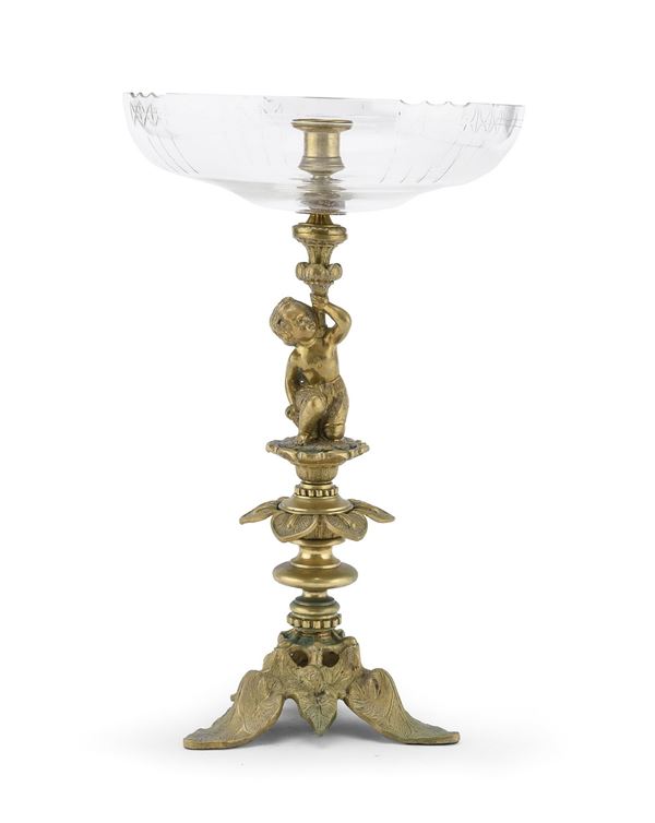 COPPA CENTROTAVOLA IN BRONZO DORATO