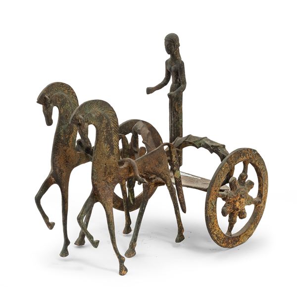 BIGA IN BRONZO DI GUSTO ARCHEOLOGICO