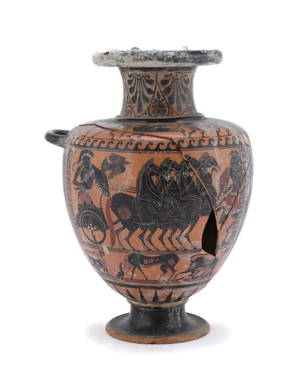 HYDRIA A FIGURE NERE DI STILE ARCHEOLOGICO