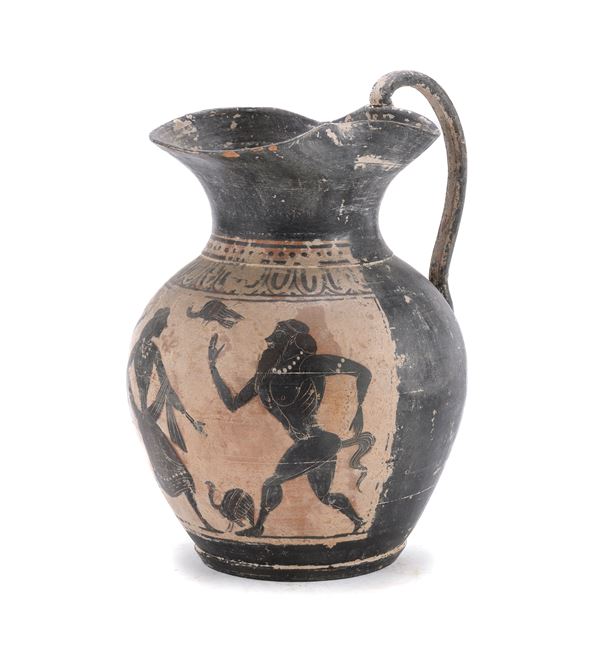 GRANDE OINOCHOE A FIGURE NERE DI STILE ARCHEOLOGICO