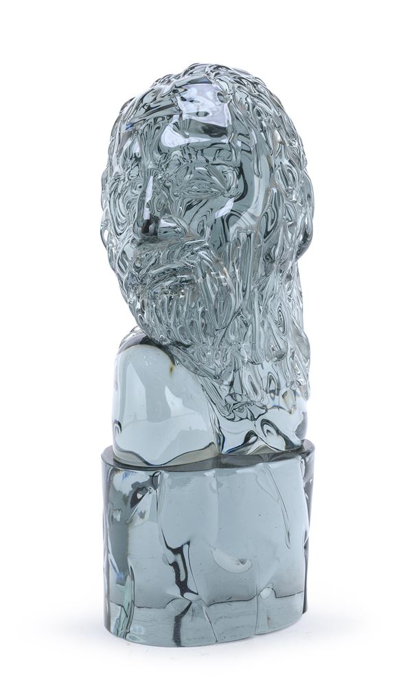 SCULTURA IN VETRO MASSELLO TESTA DI UOMO