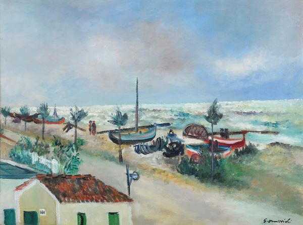 DIPINTO MARINA DI GIOVANNI OMICCIOLI, 1958