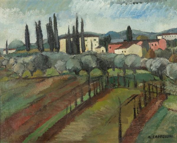 DIPINTO PAESAGGIO DI ALFIERO CAPPELLINI
