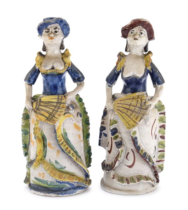 COPPIA DI FIASCHE IN CERAMICA, CALTAGIRONE
