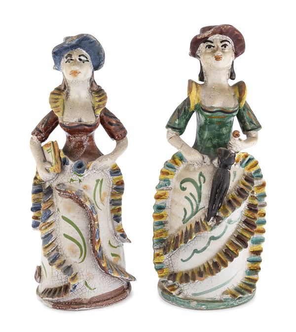 COPPIA DI FIASCHE IN CERAMICA, CALTAGIRONE