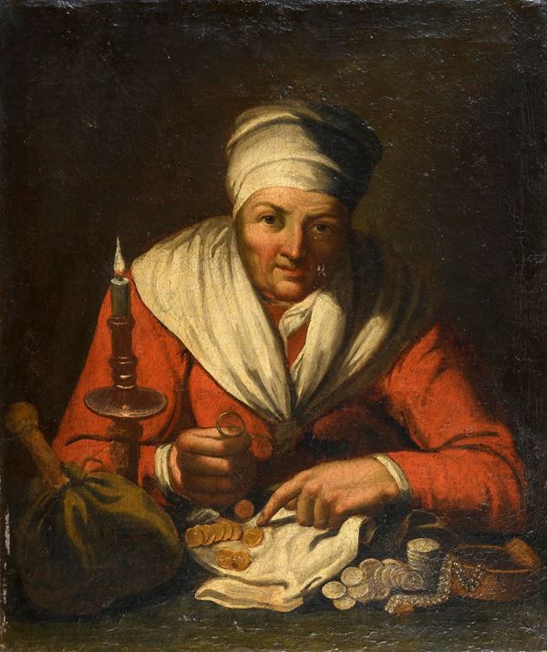 DIPINTO L'USURAIO DI SEGUACE DI ABRAHAM BLOEMAERT