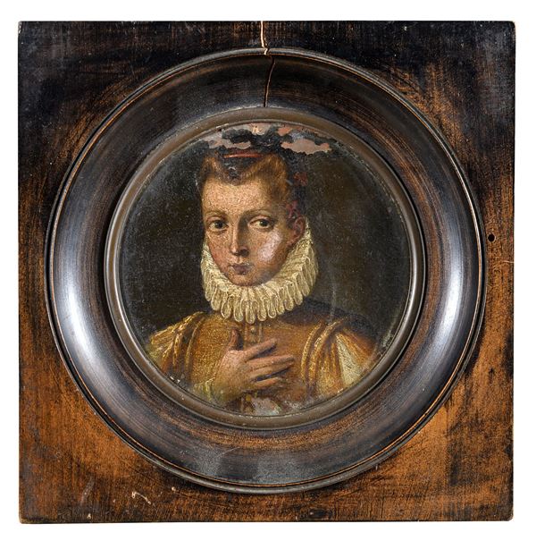 MINIATURA NOBILE GIOVINETTA DI PITTORE VENETO DEL CINQUECENTO