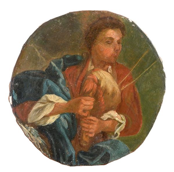 SUONATORE DI ZAMPOGNA DI PITTORE DEL SETTECENTO