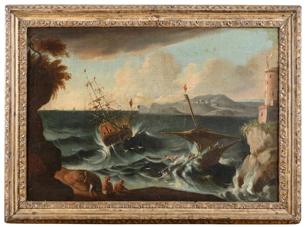 DIPINTO MARINA IN TEMPESTA DI PITTORE OLANDESE