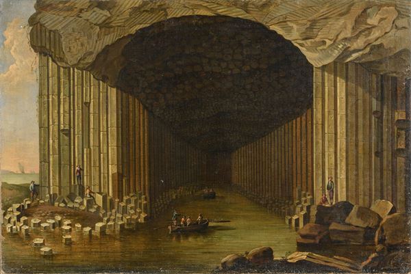 LA GROTTA MARINA DI FINGAL DI PITTORE INGLESE DEL SETTECENTO