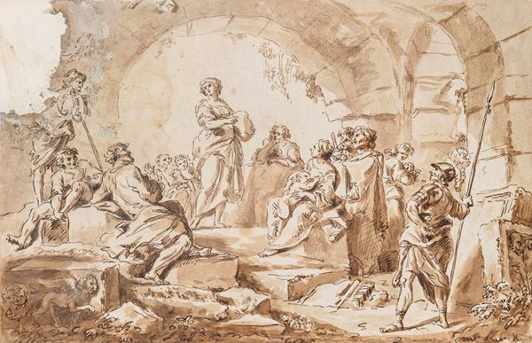 SEPPIA SIBILLA DI SEGUACE DI GIOVANNI PAOLO PANNINI