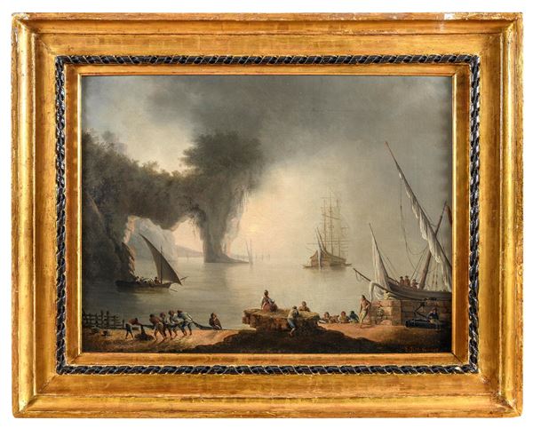 MARINA CON PESCATORI F.TA HORACE VERNET