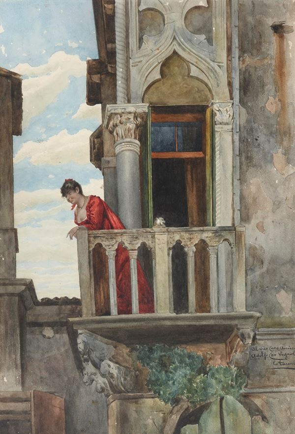 ACQUERELLO GIULIETTA AL BALCONE DI ENRICO TARENGHI