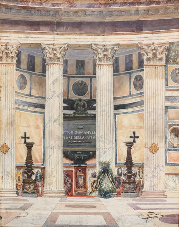 ACQUERELLO INTERNO DEL PANTHEON DI CARLO TADDEI