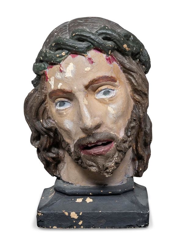 TESTA DI ECCE HOMO IN STUCCO