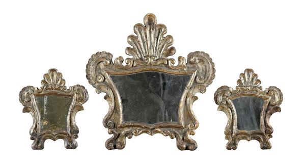 TRITTICO DI CARTAGLORIA IN LEGNO ARGENTATO