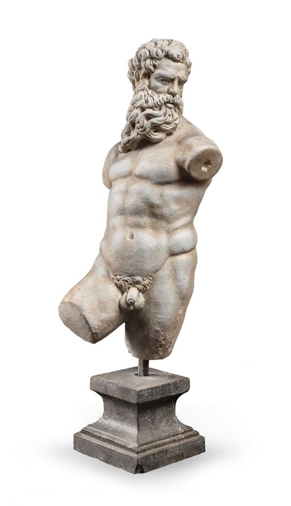 NETTUNO IN MARMO BIANCO, FINE XIX SECOLO