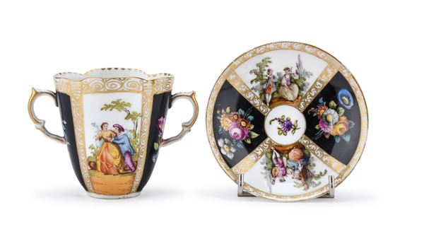 TAZZA E PIATTINO IN PORCELLANA, DRESDA