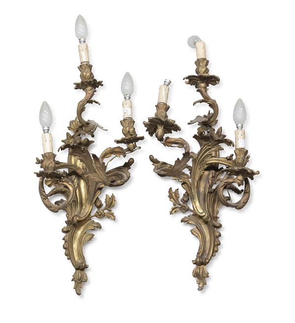 COPPIA DI APPLIQUES IN BRONZO DORATO
