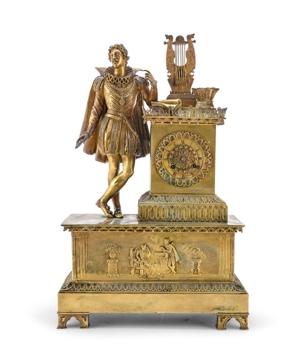 OROLOGIO IN BRONZO CON SCULTURA DI TORQUATO TASSO